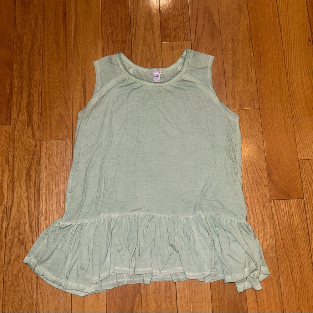 Mint Green Sleeveless Ruffle Hem Top